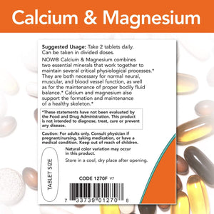 NOW Calcium & Magnesium, 100 Tablets
