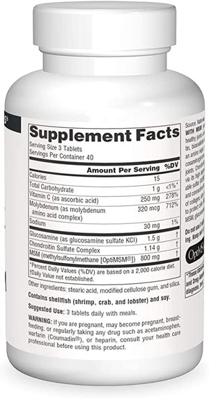 Source Naturals Glucosamine Chondroitin Complex with MSM, 120 Tablets