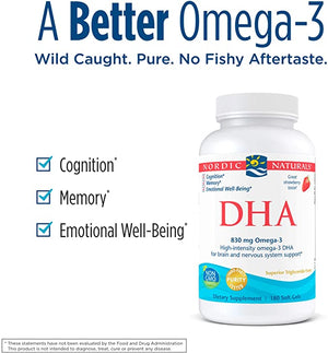 Nordic Naturals DHA Strawberry, 830 mg, 180 Softgels