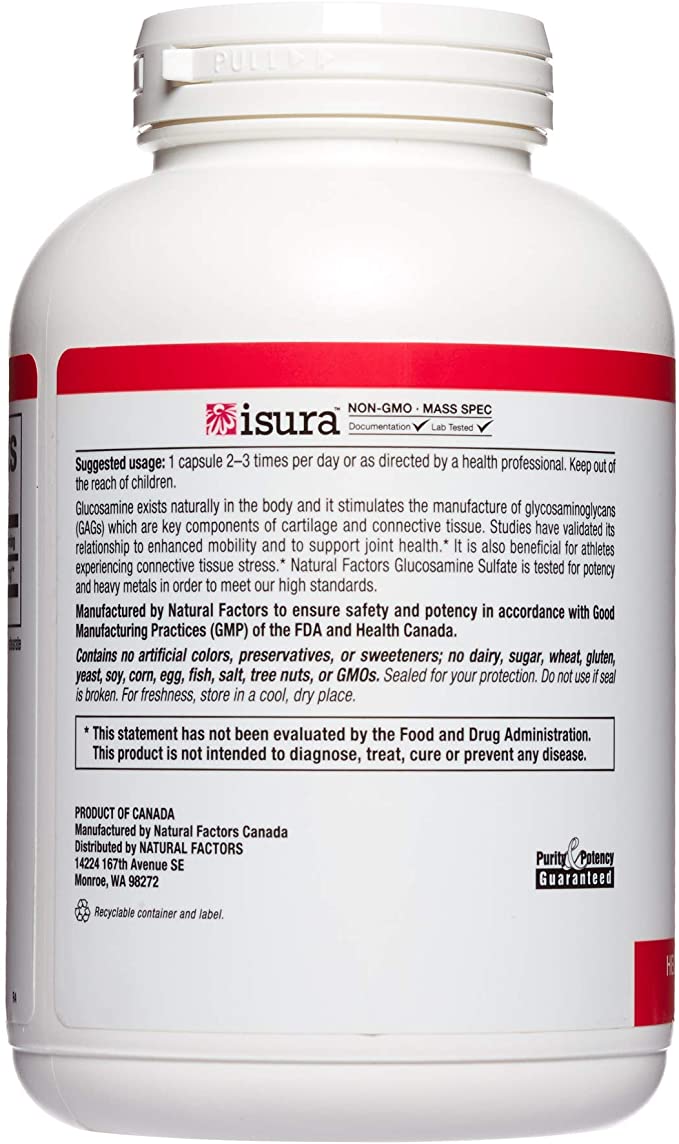 Natural Factors Glucosamine Sulfate, 500 mg, 360 Capsules