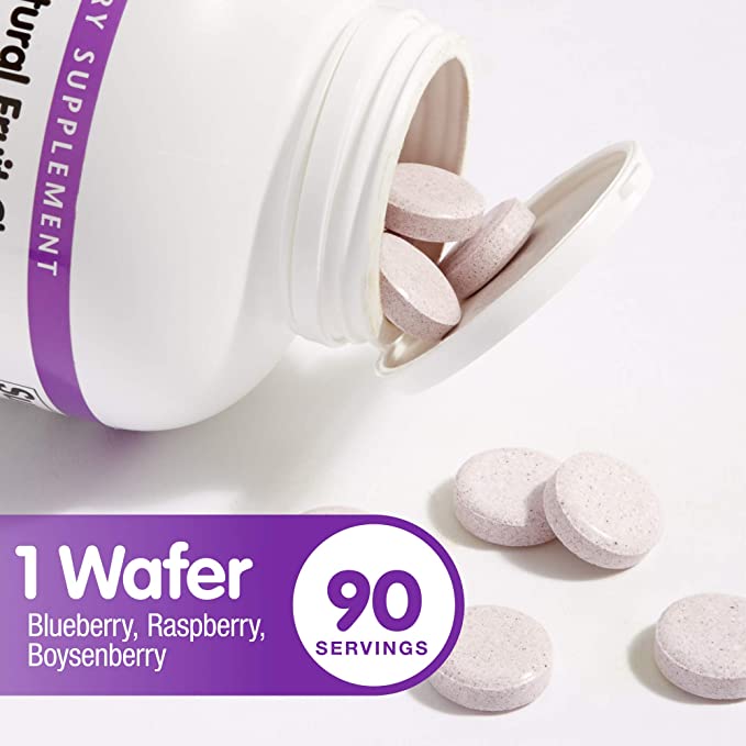 Natural Factors 100% Natural Fruit Chew C Blueberry Raspberry and Boysenberry, 500 mg, 90 Chewable Wafers
