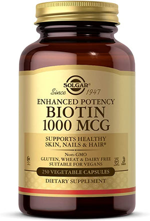 Solgar Biotin, 1000 mcg, 250 Vegetable Capsules