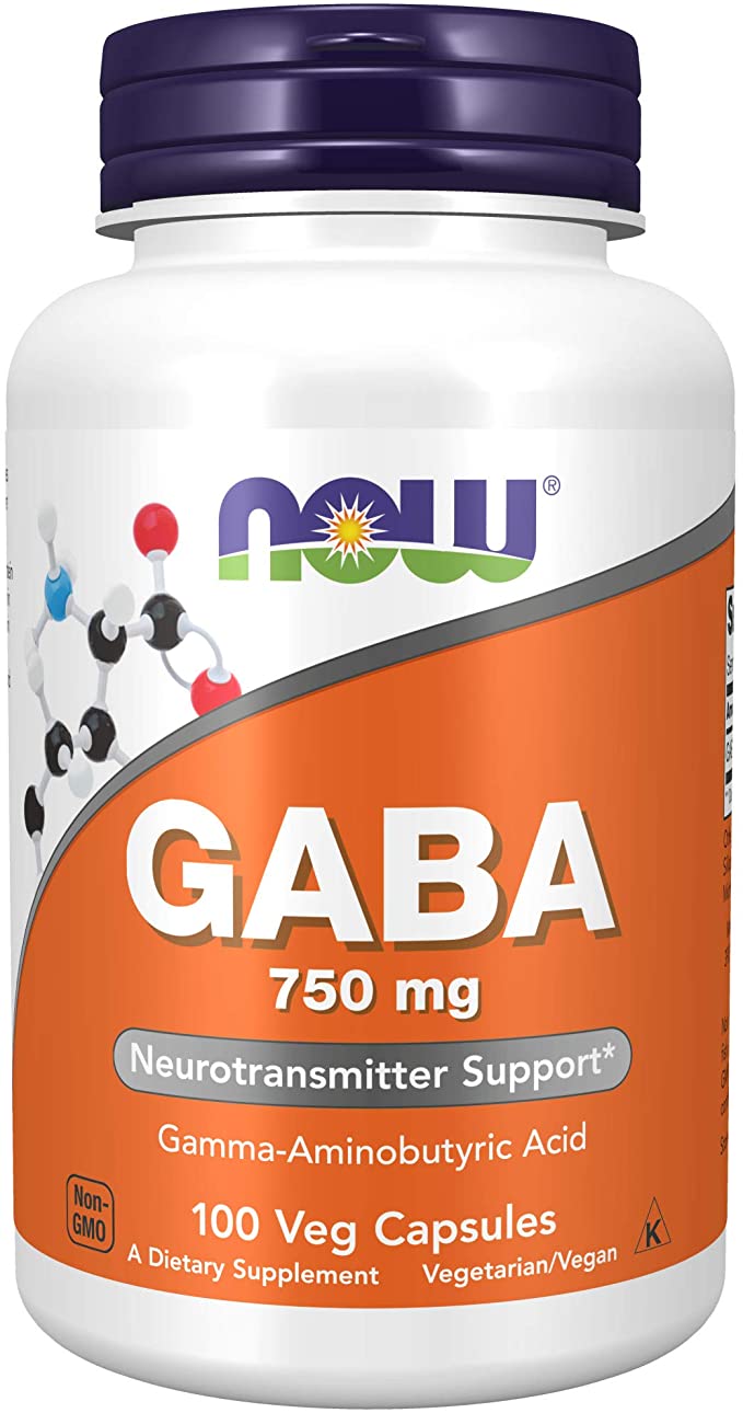 NOW Foods Supplements, GABA (Gamma-Aminobutyric Acid) 750mg, Neurotransmitter Support*, 100 Veg Capsules