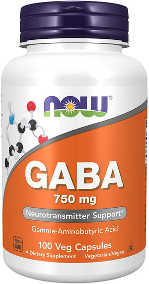 NOW GABA, 750 mg, 100 Veg Capsules