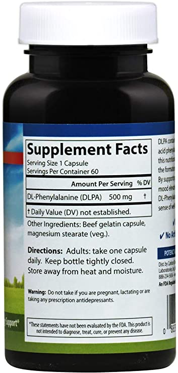 Carlson DLPA DL-Phenylalanine 500 mg Mood, Cognitive &amp; Nervous System Support Supplement - 60 Capsules