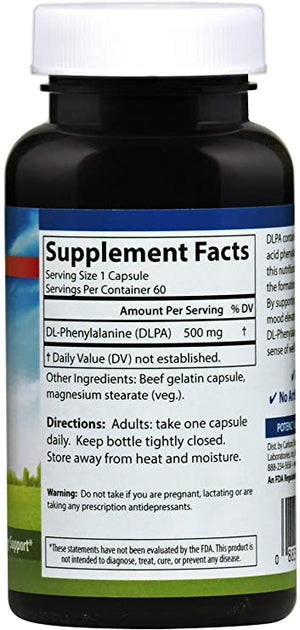 Carlson - DLPA DL-Phenylalanine, 500 mg, Promotes Healthy Nervous & Endocrine Systems, 60 Capsules