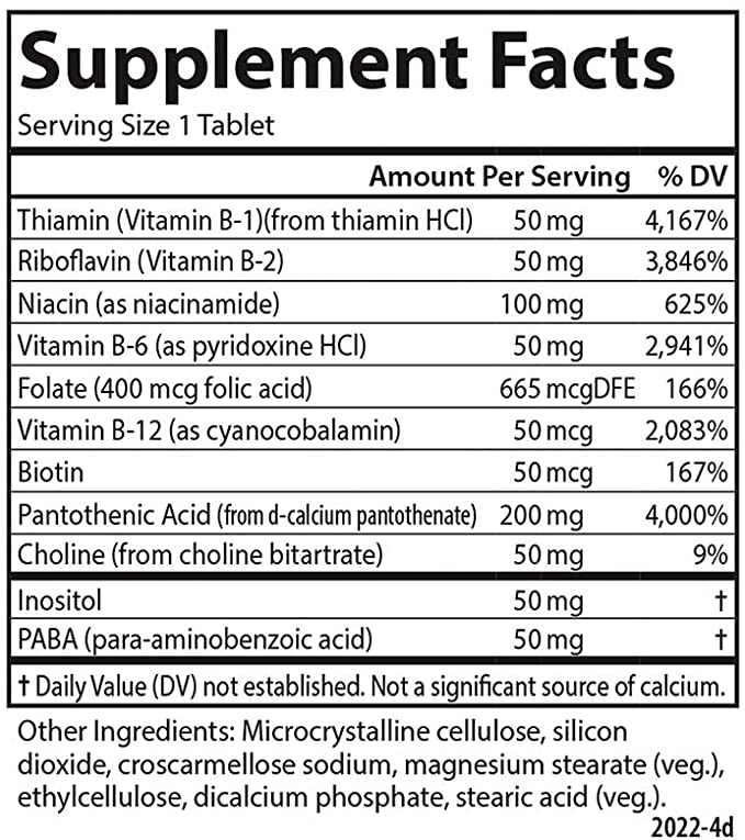 Carlson - B Compleet 50, Balanced Vitamin B Complex, Energy Production, Cellular Support & Optimal Wellness, 250 Tablets
