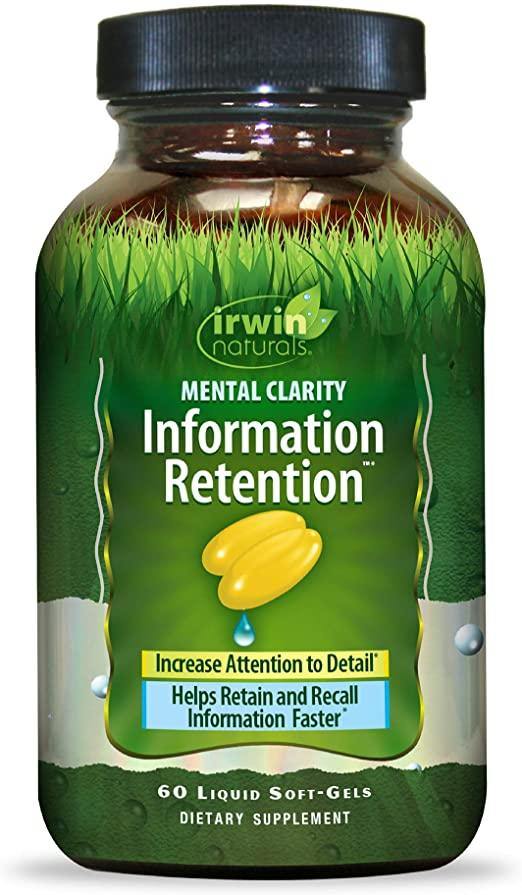 Irwin Naturals Mental Clarity Information Retention - Enhance Attention, Retain &amp; Recall Information Faster - Brain Support - 60 Liquid Softgels - Discount Nutrition Store