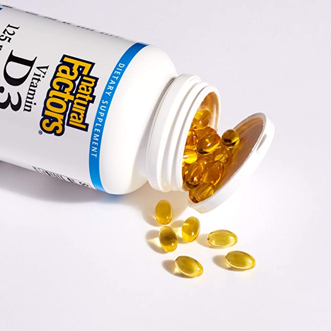 Natural Factors, Vitamin D3 5000 IU, Supports Strong Bones, Teeth, and Muscle and Immune Function with Flaxseed Oil, 240 softgels (240 servings)