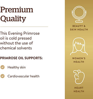 Solgar Evening Primrose Oil 500 mg, 180 Softgels - Promotes Healthy Skin & Cardiovascular Health - Nutritional Support for Women - Gluten Free, Dairy Free - 180 Servings