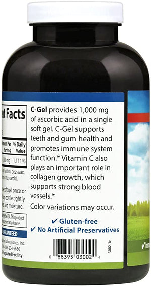 Carlson - C-Gels, 1000mg, Vitamin C Softgels, Immune Support & Heart Health, Vitamin C Softgels, Antioxidant, Vitamin C Supplement, 100 Softgels