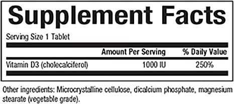 Natural Factors, Vitamin D3 1000 IU (25 mcg), Supports Strong Bones, Muscles and Immune Function, 180 Tablets