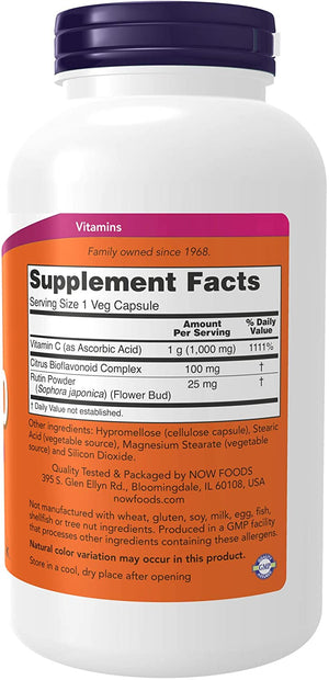 NOW Supplements, Vitamin C-1,000 with 100 mg of Bioflavonoids, Antioxidant Protection*, 250 Veg Capsules