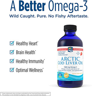 Nordic Naturals Arctic Cod Liver Oil Strawberry, 8 fl oz