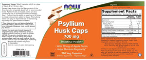 NOW Supplements, Psyllium Husk Caps 700 mg with 50 mg of Apple Pectin, Intestinal Health*, 360 Veg Capsules