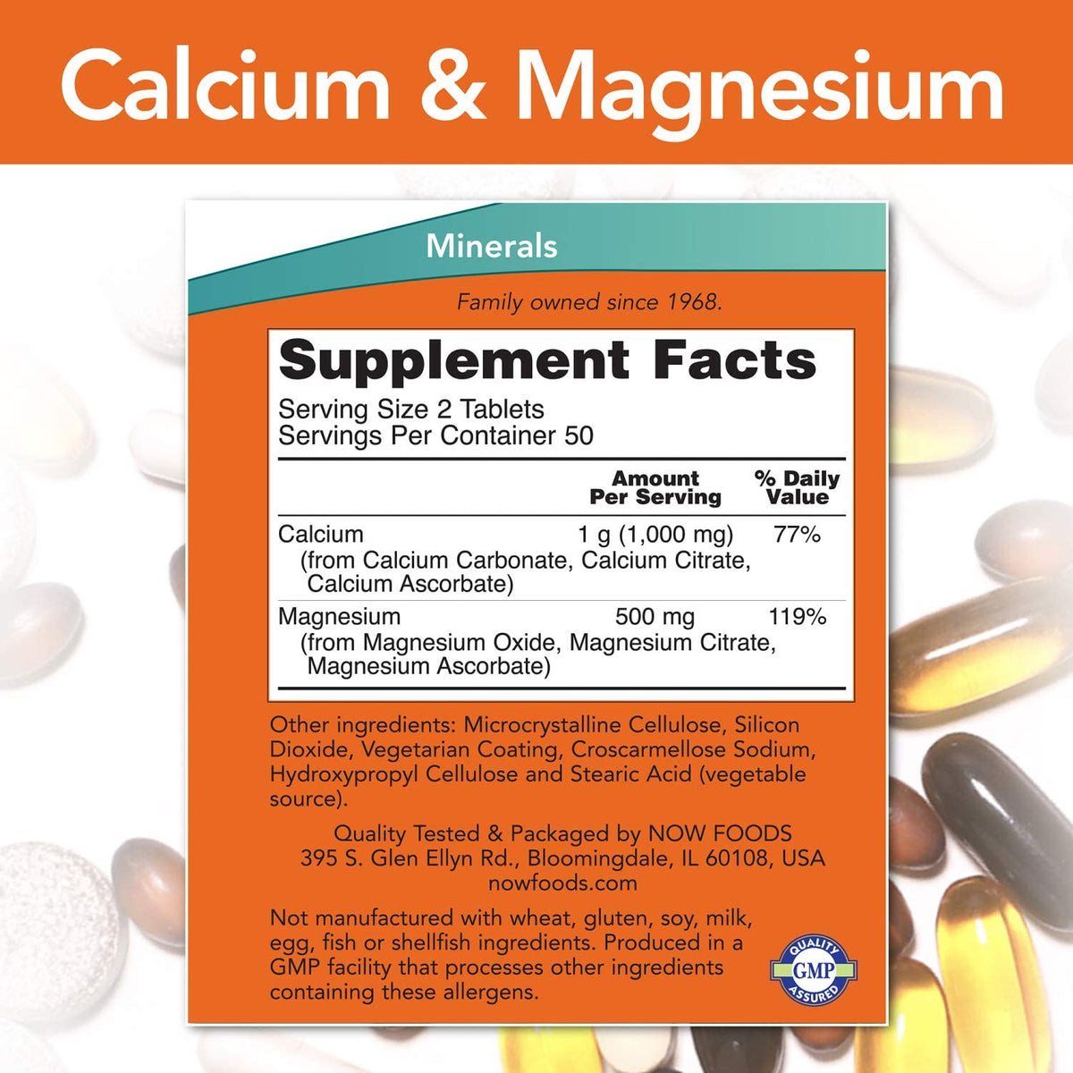 NOW Calcium &amp; Magnesium, 100 Tablets