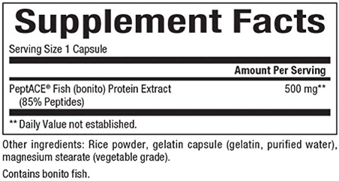 Natural Factors PeptACE® Fish Peptides, 500 mg, 90 Capsules