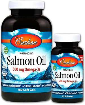 Carlson Norwegian Salmon Oil BOGO 180 Ct + 50 Ct, 500 mg