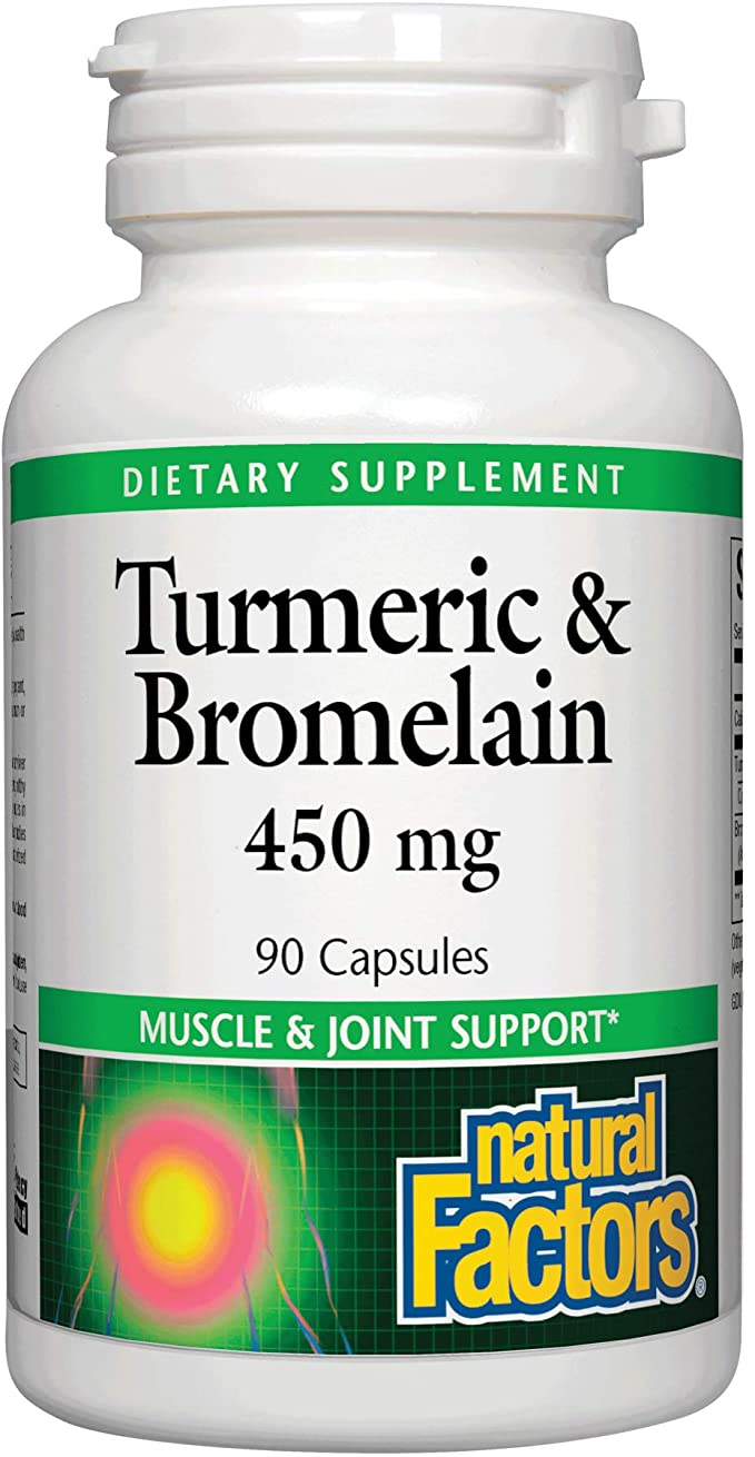 Natural Factors Turmeric &amp; Bromelain, 450 mg, 90 Capsules