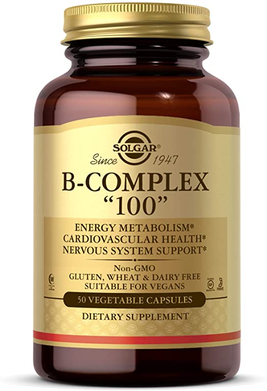 Solgar B-Complex &quot;100&quot;, 50 Vegetable Capsules - Heart Health - Nervous System Support - Supports Energy Metabolism