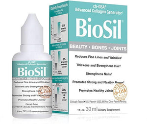 BioSil by Natural Factors, Beauty, Bones, Joints Liquid, Supports Healthy Hair, Skin and Nails, Vegan Collagen, Elastin and Keratin Generator, 1 fl oz (120 servings) - Discount Nutrition Store