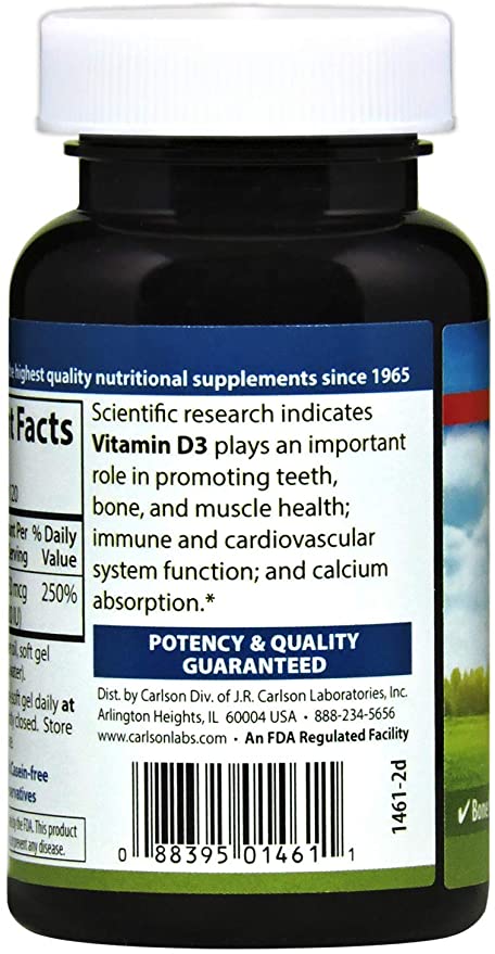 Carlson Vitamin D - 2,000 IU (120 Softgels)