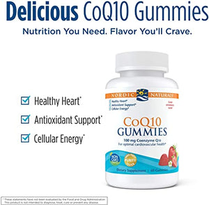 Nordic Naturals CoQ10 Gummies Strawberry, 100 mg, 60 Gummies