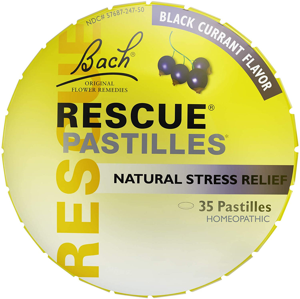 Bach RESCUE PASTILLES, Black Currant Flavor, Natural Stress Relief Lozenges, Homeopathic Flower Essence, Vegetarian, Gluten And Sugar-Free, 35 Count