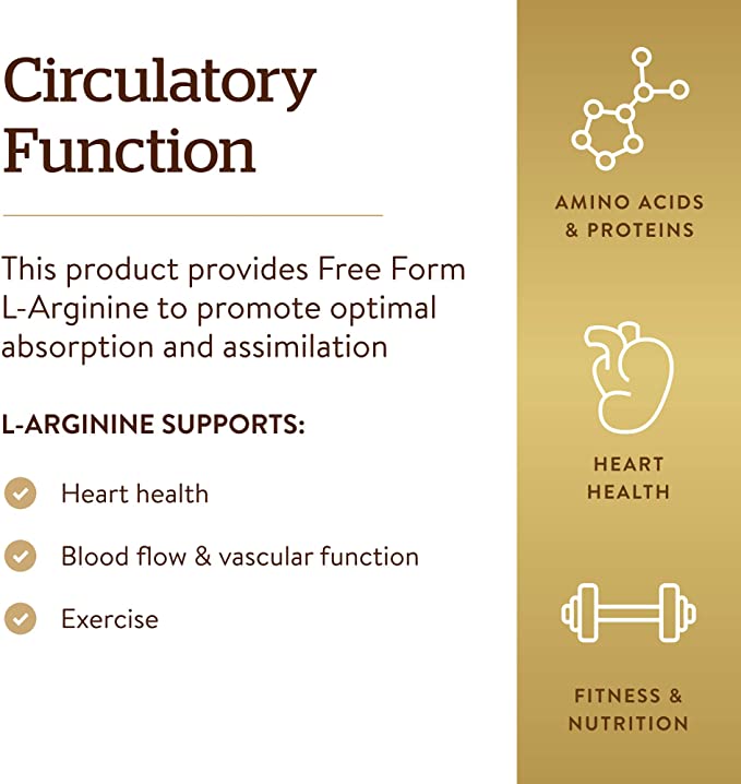 Solgar L-Arginine 500 mg - 100 Vegetable Capsules - Nitric Oxide Stimulator - Non-GMO, Vegan, Gluten Free, Dairy Free, Kosher - 100 Servings