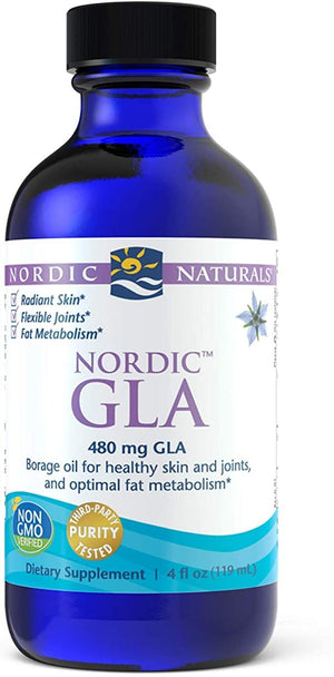 Nordic Naturals Nordic GLA, Unflavored - 4 oz - 480 mg GLA - Unique Omega-6 from Borage Seed Oil - Healthy Skin & Joints, Metabolism - Non-GMO, Vegan - 48 Servings - Discount Nutrition Store