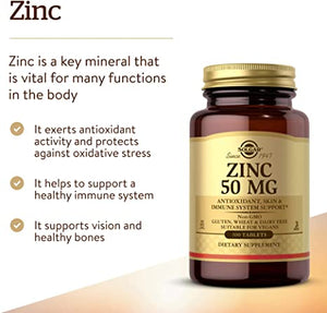 Solgar Zinc, 50 mg, 100 Tablets