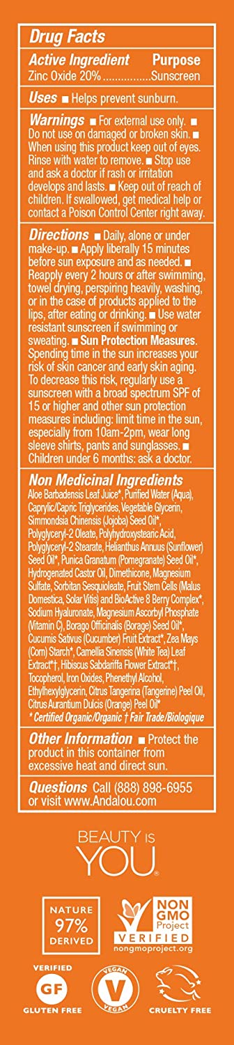 Andalou Naturals Brightening Vitamin C Beauty Balm Sheer Tint SPF 30, 2 fl oz