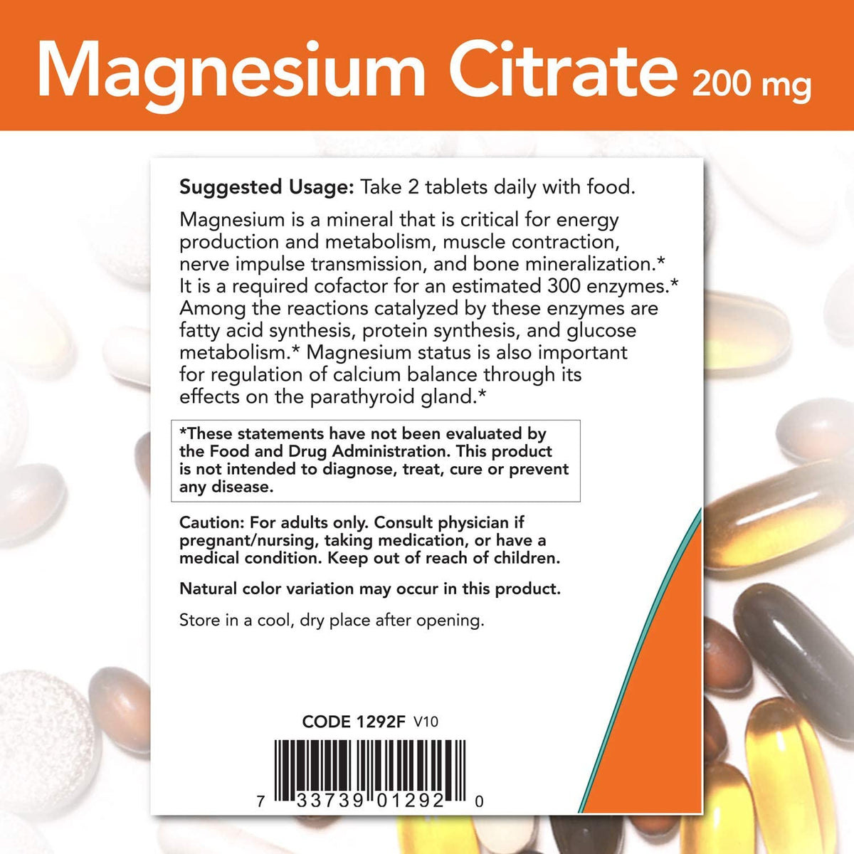 NOW Foods Magnesium Citrate, 200 mg, 250 Tablets