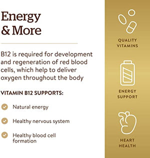Solgar Vitamin B12 500 mcg - 100 Vegetable Capsules - Energy Metabolism & Nervous System Support - Non-GMO, Vegan, Gluten & Dairy Free, Kosher, Halal - 100 Servings