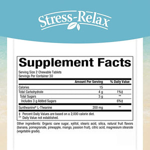Natural Factors Stress-Relax® Suntheanine® L-Theanine, 100 mg, 60 Chewable Tablets