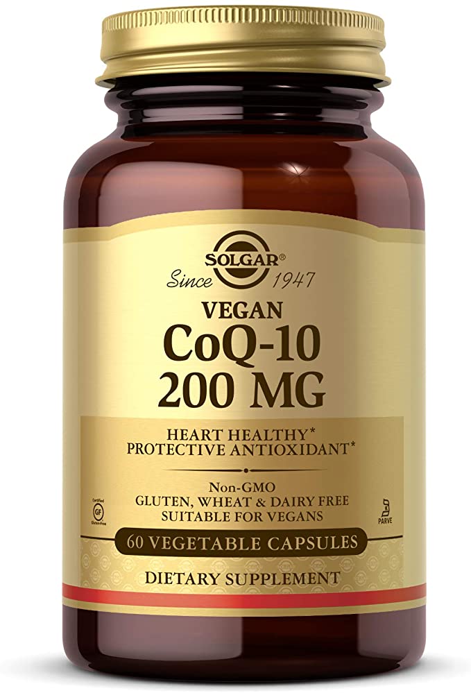 Solgar Vegetarian CoQ-10 200 mg, 60 Vegetable Capsules - Heart Healthy, Protective Antioxidant - Coenzyme Q10 (CoQ-10) Supplement - Vegan, Gluten Free, Dairy Free, Kosher - 60 Servings