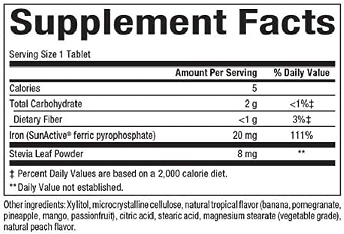 Natural Factors Easy Iron, 20 mg, 60 Chewable Tablets