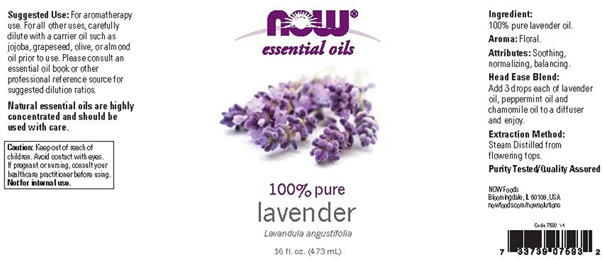 NOW Foods Essential Oils Lavender Oil, 16 fl oz