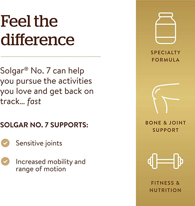 Solgar No. 7, 60 Vegetable Capsules - Joint Support & Comfort - Increased Mobility & Flexibility - Supplement for Men & Women - With Ester-C Vitamin C - Gluten Free, Non GMO, Dairy Free - 60 Servings