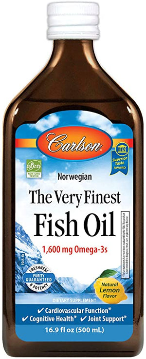 Carlson The Very Finest Fish Oil Natural Lemon, 16.9 fl oz