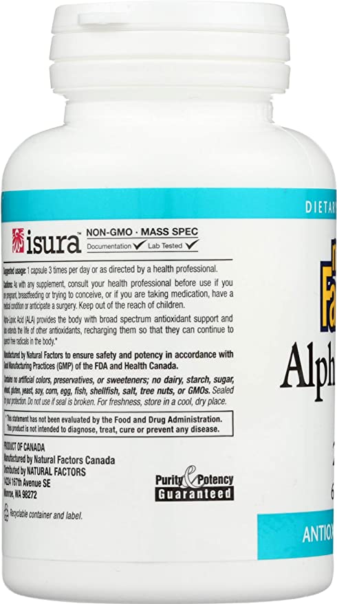 Natural Factors Alpha-lipoic Acid 200mg Capsules, 60-Count