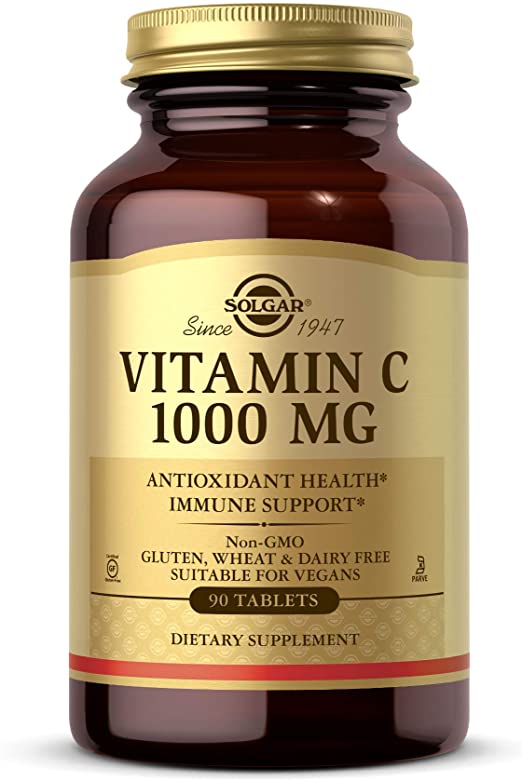 Solgar Vitamin C 1000 mg, 90 Tablets - Antioxidant &amp; Immune Support, Overall Health, Healthy Skin &amp; Joints - Bioflavonoids Supplement - Non-GMO, Vegan, Gluten Free, Kosher - 90 Servings