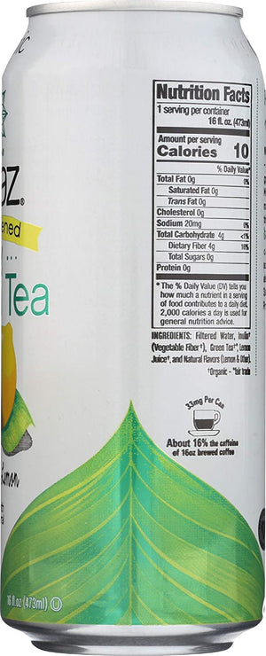 Steaz Green Tea Soda Organic Iced Green Tea Unsweetened Lemon, 16 fl oz