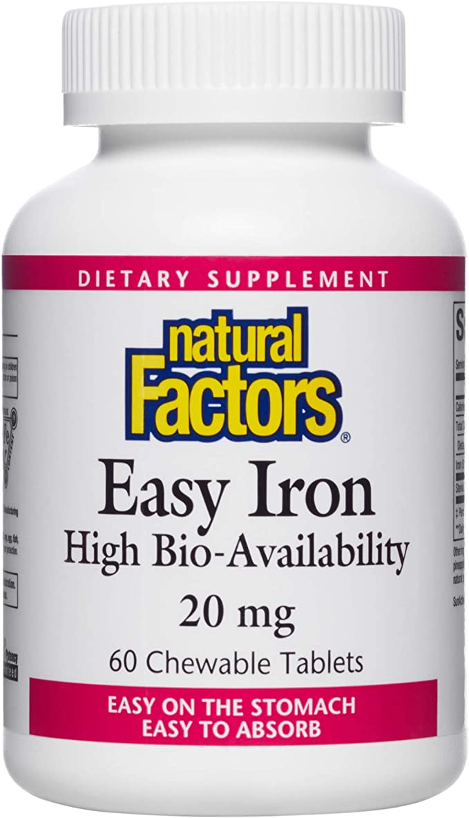 Natural Factors Easy Iron, 20 mg, 60 Chewable Tablets