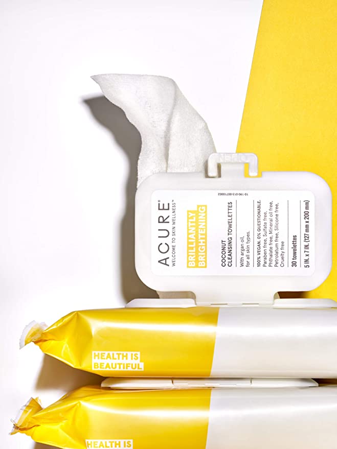 Acure Brightening Towelettes Coconut, 30 Towelettes