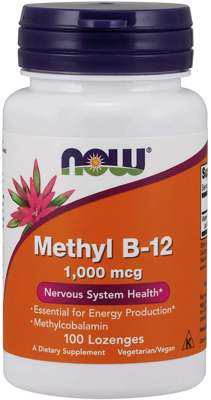 NOW Foods Supplements, Methyl B-12 (Methylcobalamin) 1,000 mcg, Nervous System Health*, 100 Lozenges