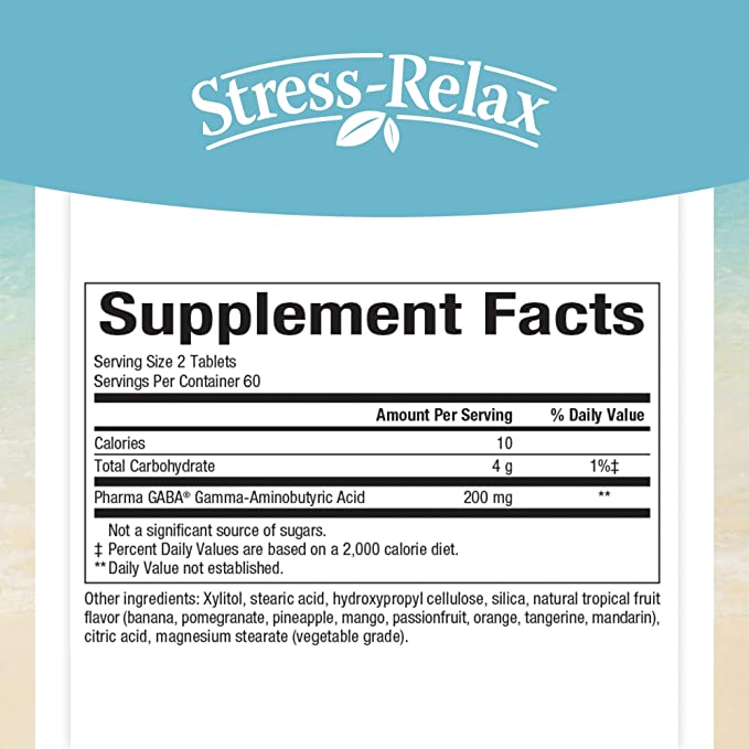 Natural Factors Stress-Relax® Pharma GABA®, 100 mg, 120 Chewable Tablets