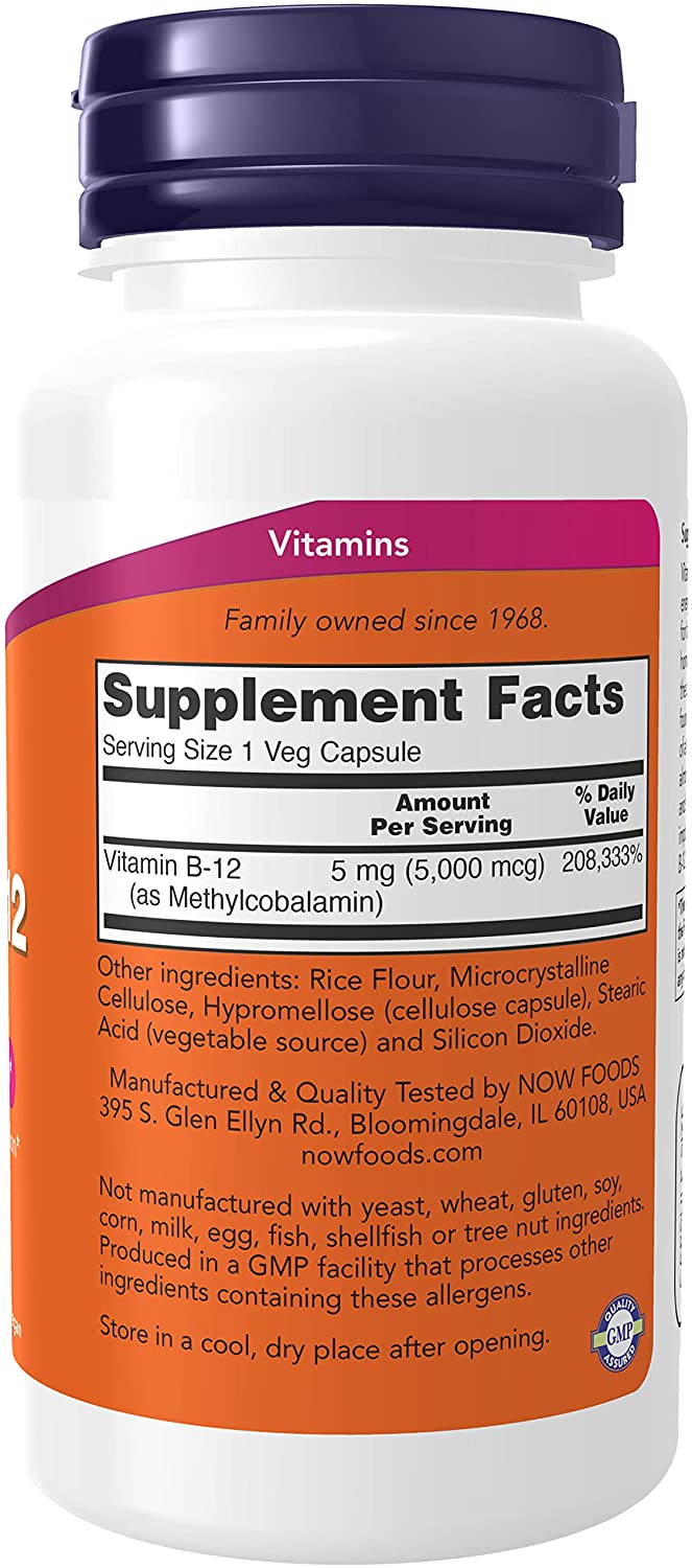 NOW Methyl B-12, 5000 mcg, 90 Veg Capsules