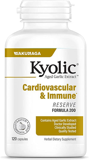 Kyolic Aged Garlic Extract Formula 200, Cardiovascular & Immune, Reserve 120 Capsules