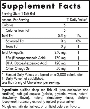 Nordic Naturals Daily Omega Kids™ Strawberry, 500 mg, 30 Chewable Softgels